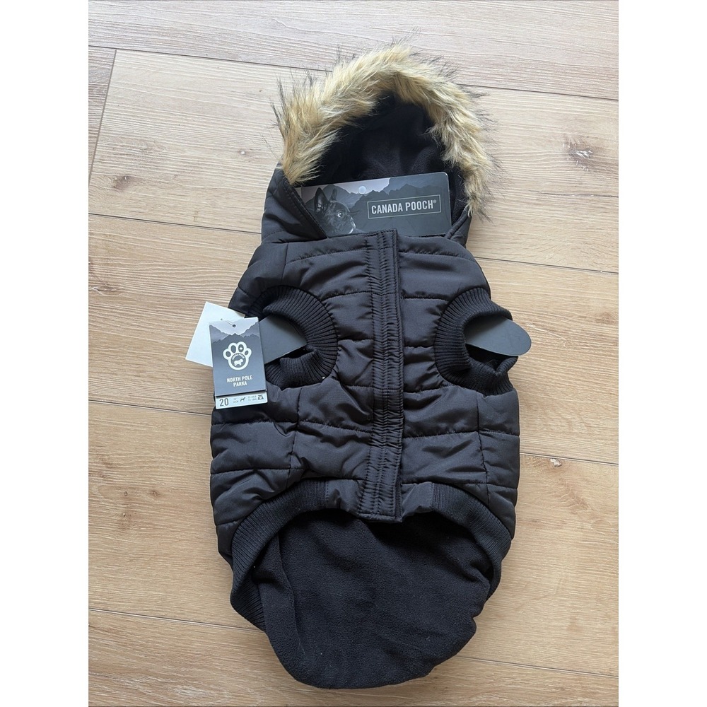 Canada Pooch North Pole Parka Fleece Lined‎ 33-40 Lbs 20" Black NWT